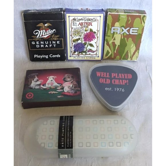 Lot Of 6 Playing Card Decks Target Dogs Miller Beer Shape Guitar Pic Axe Floral - Picture 15 of 15